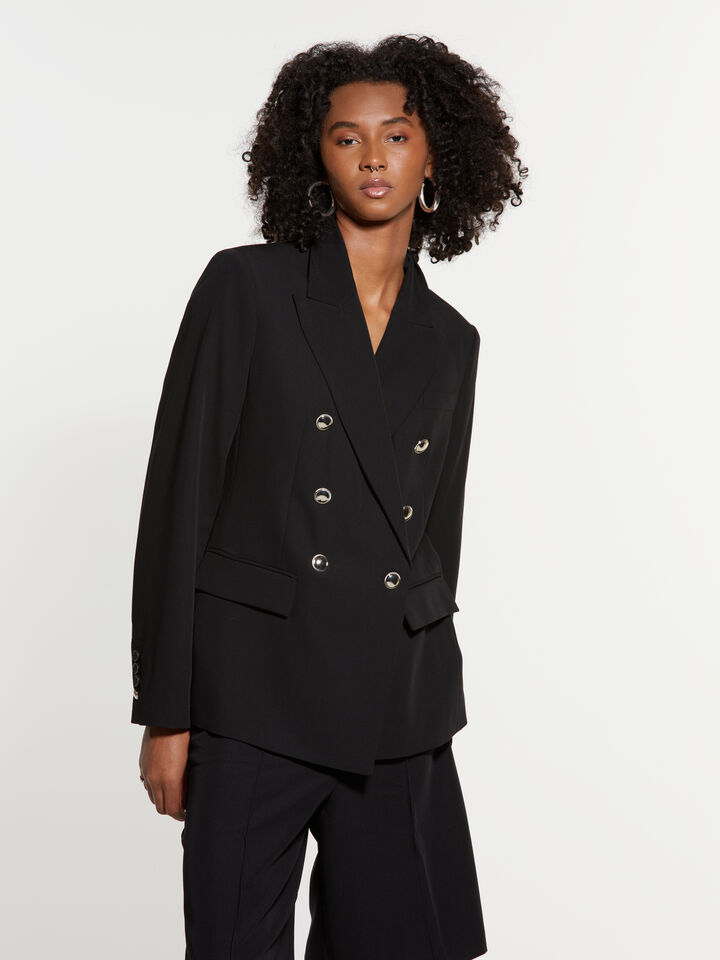 Black blazer with gold buttons - women's blazers - Black | Sisley image number 3